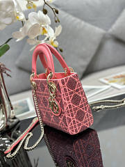 Dior Mini Lady Bag Pink Micropearl Embroidery 17cm - 4