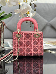 Dior Mini Lady Bag Pink Micropearl Embroidery 17cm - 3