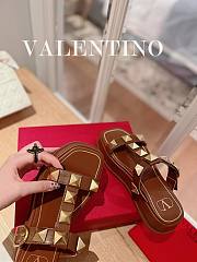 Valentino Roman Stud Platform Brown Slides - 5