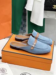 Hermes Groupie Mules Blue - 1