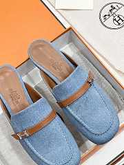 Hermes Groupie Mules Blue - 5