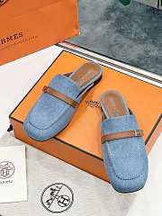 Hermes Groupie Mules Blue - 2