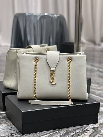 YSL Cassandra White Tote Shopper Bag 33x22x15cm