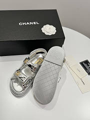 Chanel Silver Metallic Sandal - 5