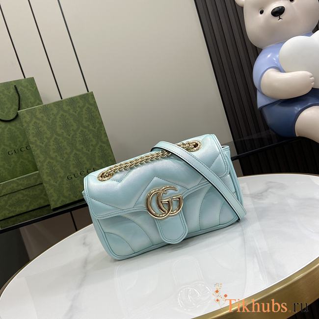 Gucci GG Marmont Shoulder Bag Blue 23cm - 1