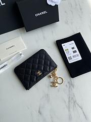 Chanel Card Holder Zipper Black Caviar 14x10x1cm - 3