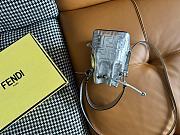 Fendi FF Motif Drawstring Silver Bucket Bag 18x12x10cm - 3