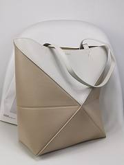 Loewe Puzzle Fold Tote Beige White 25.5x14.5x31.5cm - 3