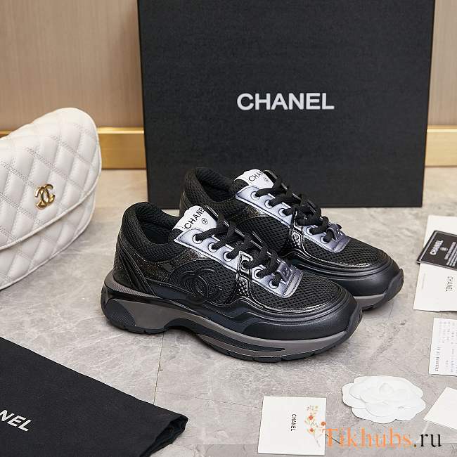 Chanel Black Silver Sneaker - 1