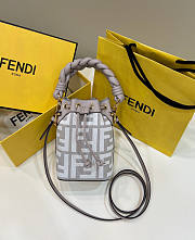 Fendi Mon Tresor Grey White FF Canvas Mini Bag 18x12x10cm - 1