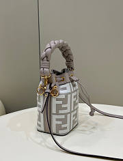 Fendi Mon Tresor Grey White FF Canvas Mini Bag 18x12x10cm - 4