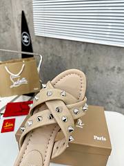 Christian Louboutin Sandals Spike Beige Leather 55 - 5