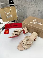 Christian Louboutin Sandals Spike Beige Leather 55 - 4