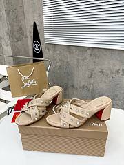 Christian Louboutin Sandals Spike Beige Leather 55 - 3