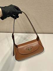 Prada Small Leather Shoulder Bag Brown 25x5.5cm - 2