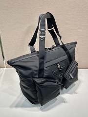 Prada Re-Nylon Leather Travel Bag Black 44.5x40x24cm - 4