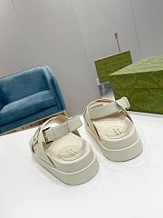 Gucci Logo Embossed Leather Sandals White - 3