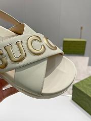 Gucci Logo Embossed Leather Sandals White - 2