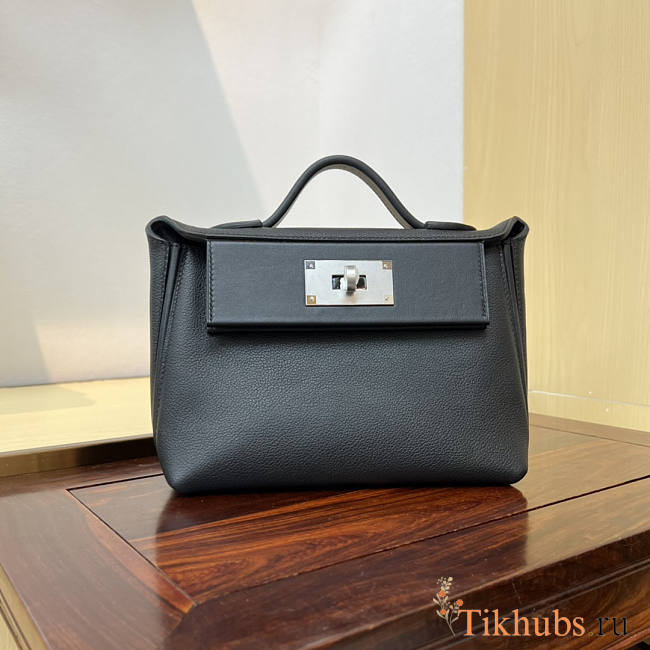 Hermes Mini Kelly 24/24 Black Silver Bag 21cm - 1