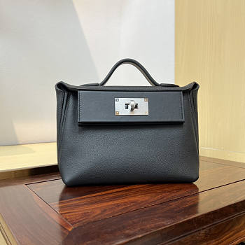 Hermes Mini Kelly 24/24 Black Silver Bag 21cm