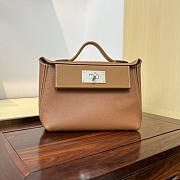 Hermes Mini Kelly 24/24 Brown Silver Bag 21cm - 1