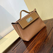 Hermes Mini Kelly 24/24 Brown Silver Bag 21cm - 5