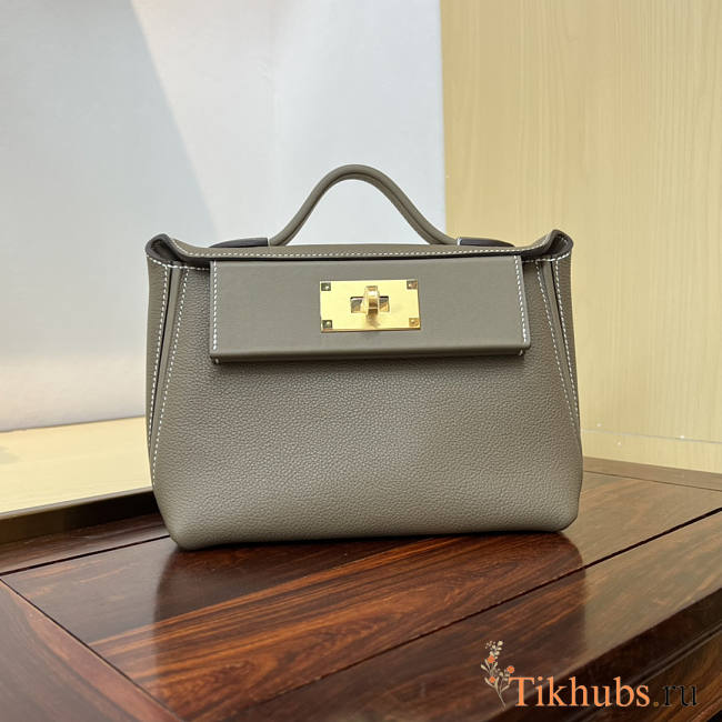 Hermes Mini Kelly 24/24 Grey Gold Bag 21cm - 1