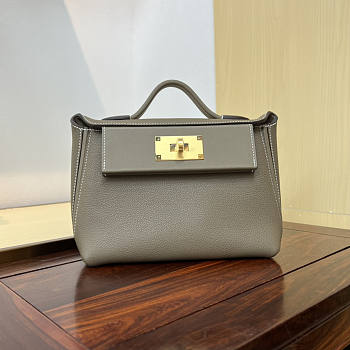 Hermes Mini Kelly 24/24 Grey Gold Bag 21cm