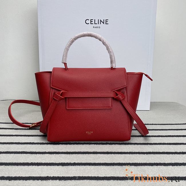 Celine Nano Belt Bag Grained Calfskin Red 20x20x10cm - 1