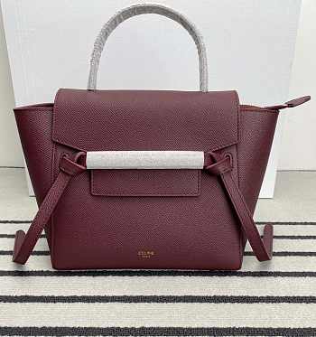 Celine Nano Belt Bag Grained Calfskin Red Wine 20x20x10cm