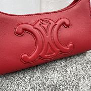 Celine Shoulder Bag Cuir Triomphe Smooth Calfskin Red 24x13x5cm - 2