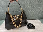 Valentino Stud Sign Calfskin Hobo Bag Black 28x22x7cm - 1