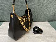 Valentino Stud Sign Calfskin Hobo Bag Black 28x22x7cm - 3