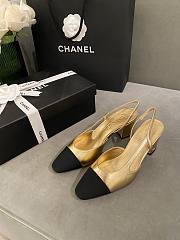 Chanel Slingback Gold Black Heel 5cm - 5