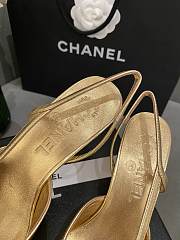 Chanel Slingback Gold Black Heel 5cm - 4