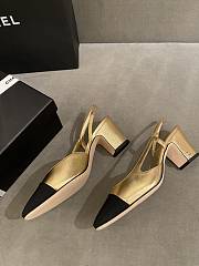 Chanel Slingback Gold Black Heel 5cm - 3