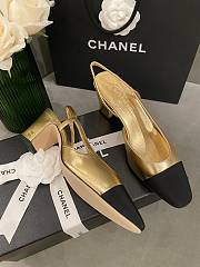 Chanel Slingback Gold Black Heel 5cm - 2