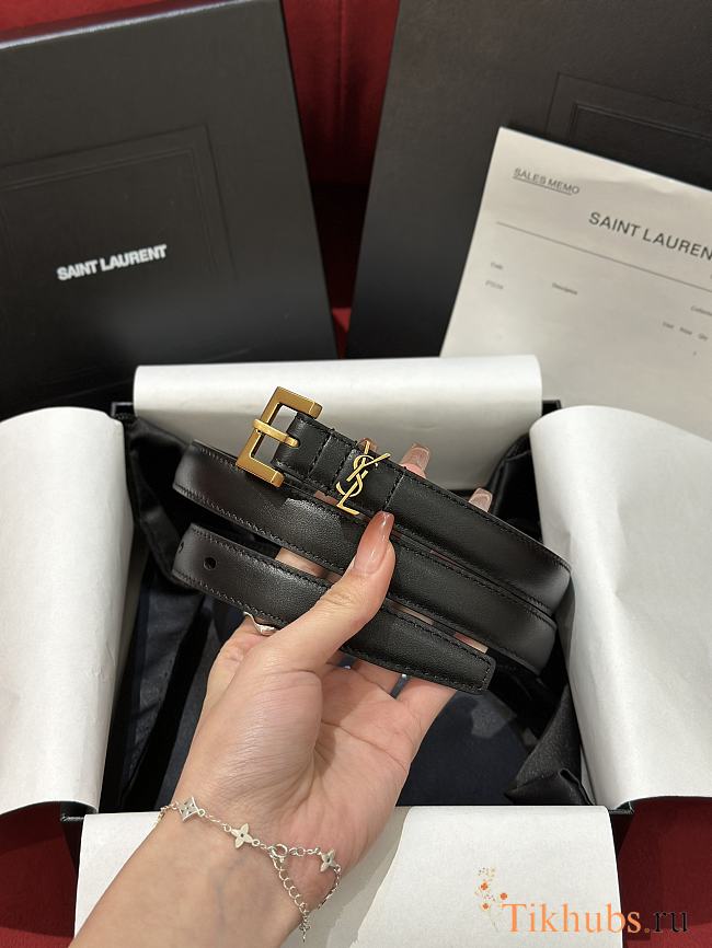 YSL Black Gold Belt 2cm - 1