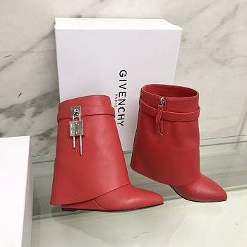 Givenchy Shark Lock Ankle Red Silver Boots