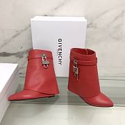 Givenchy Shark Lock Ankle Red Silver Boots - 3