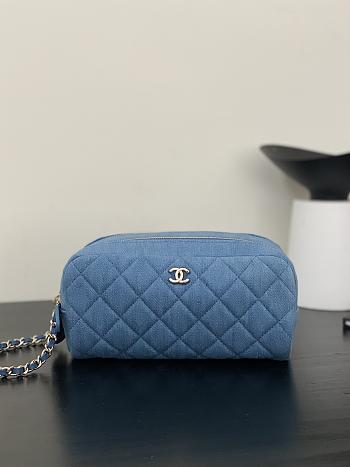 Chanel 24C Denim Vanity Bag Gold Hardware 19x10x10cm