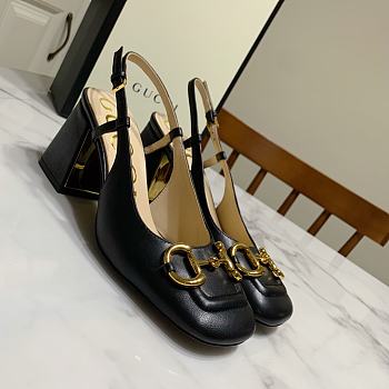 Gucci Mid-Heel With Horsebit Sandal Black Heel 8cm