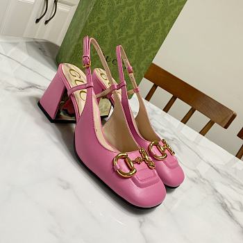 Gucci Mid-Heel With Horsebit Sandal Pink Heel 8cm