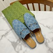 Gucci Princetown Horsebit Denim Blue Slipper - 4