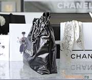 Chanel 22 Handbag Shiny Calfskin Black Silver Hardware 38x42x8cm - 3