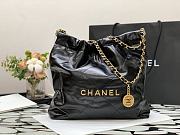 Chanel 22 Handbag Shiny Calfskin Black Gold Hardware 37x35x7cm - 1