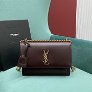 YSL Sunset Medium Leather Shoulder Bag Brown Gold 22x9x16cm - 1