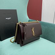 YSL Sunset Medium Leather Shoulder Bag Brown Gold 22x9x16cm - 5