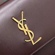 YSL Sunset Medium Leather Shoulder Bag Brown Gold 22x9x16cm - 2