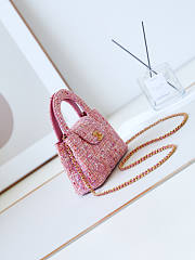 Chanel Kelly Bag Pink Tweed 13x19x7cm  - 5